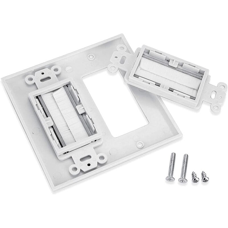 4 Pack Πλάκα διπλής βούρτσας Καλώδιο Πλάκα τοίχου Βούρτσα Πλάκα τοίχου Πέρασμα από Ένθετο για 2 Gang Cable Access Strap Πρίζα τοίχου