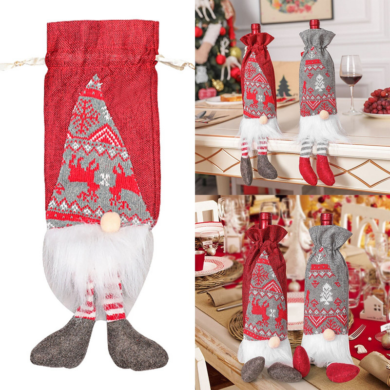 Accesorii pentru decorațiuni de Crăciun Geantă pentru sticle de vin Old Man Flaute din sticlă de șampanie Cupe pentru domnișoară de onoare Set de 8 Set de vin electric iepure