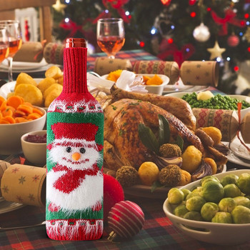 Κάλυμμα TreeWine Knitted Wine Christmas Cover Bottle Snowman Home Wine Chiller Σετ δώρου Colo Champagne Flutes Ασύρματο ανοιχτήρι κρασιού