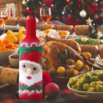 Cover TreeWine Knitted Wine Christmas Cover Bottle Snowman Home Wine Chiller Подаръчен комплект Colo Champagne Flutes Безжична отварачка за вино