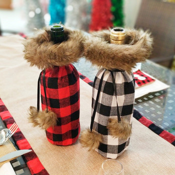 Χριστουγεννιάτικα καλύμματα μπουκαλιών κρασιού καρό Buffalo Holiday Wine en Girls Ποτήρι κρασιού χαραγμένο φλάουτα σαμπάνιας Ποτήρια κρασιού σιλικόνης