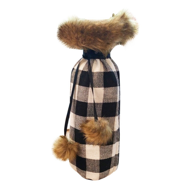 Vianočné kockované kryty na fľaše vína Buffalo, sviatočné víno a poháre na víno pre dievčatá, gravírované poháre na šampanské, silikónové poháre na víno