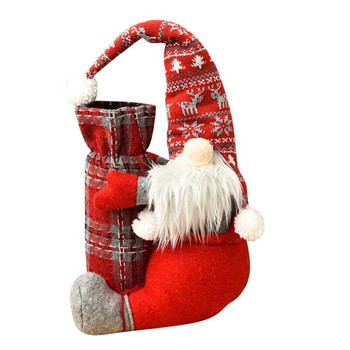 Χριστουγεννιάτικα κινούμενα σχέδια Santa Κάλυμμα τσάντας μπουκαλιού κρασιού Χριστουγεννιάτικες θήκες κρασιού Σαμπάνια κουπέ Ποτήρια Vintage Χριστουγεννιάτικα αξεσουάρ κρασιού