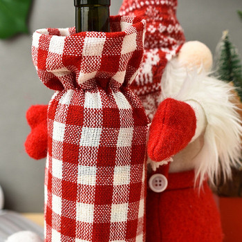 Коледни карикатури Дядо Коледа Капак за чанта за бутилка вино Коледни държачи за вино Чаши за шампанско купе Винтидж коледни аксесоари за вино