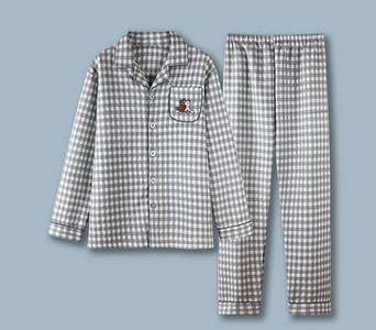 Vyriška languota pižama su klasikine apykakle ir kišene