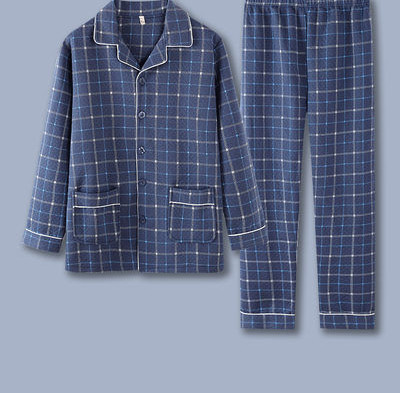 Vyriška languota pižama su klasikine apykakle ir kišene