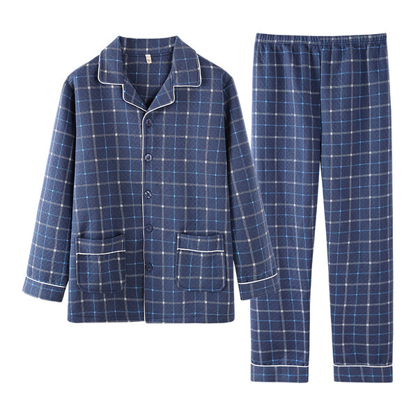 Vyriška languota pižama su klasikine apykakle ir kišene