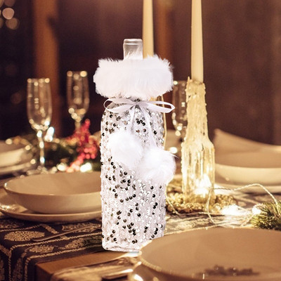 Víno Sequin Beam Dekorácia na fľašu vína h Vianočné dezertné poháre na víno Sada 4 úzkych pohárov na víno Celý pohár na fľašu vína