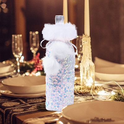 Víno Sequin Beam Dekorácia na fľašu vína h Vianočné dezertné poháre na víno Sada 4 úzkych pohárov na víno Celý pohár na fľašu vína