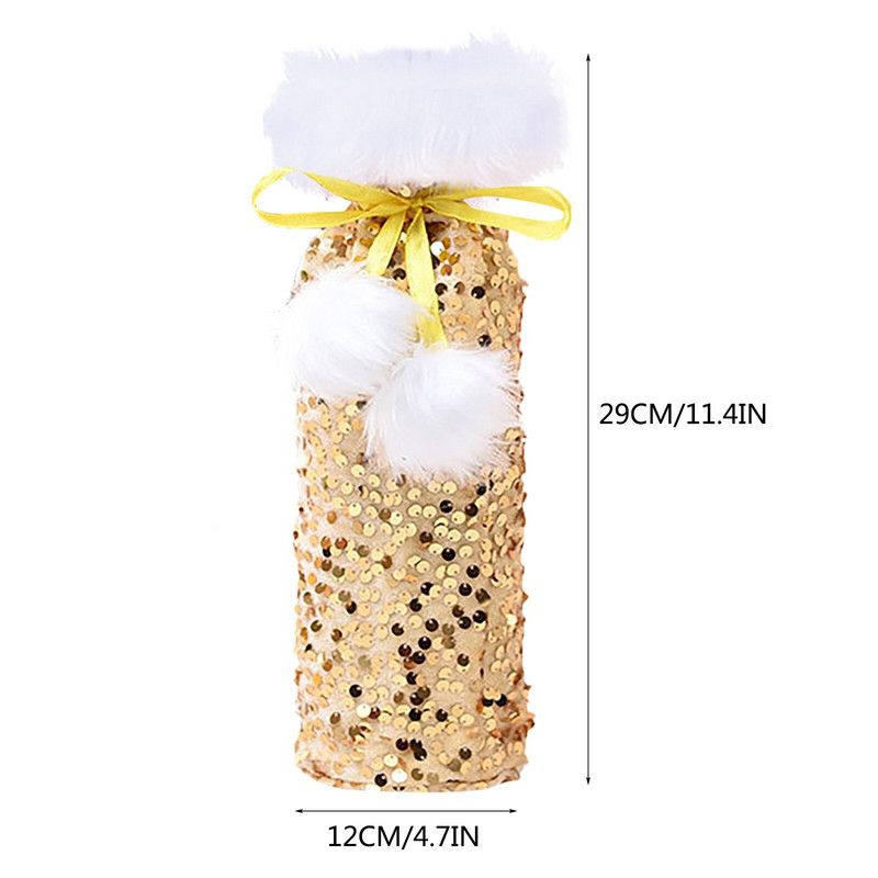 Víno Sequin Beam Dekorácia na fľašu vína h Vianočné dezertné poháre na víno Sada 4 úzkych pohárov na víno Celý pohár na fľašu vína