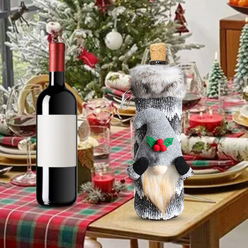 Χριστουγεννιάτικο καπάκι μπουκαλιού κρασιού Απρόσωπη κούκλα τσάντα συσκευασίας κόκκινου κρασιού Μακρύ ποτήρι ζεστό κρασί Doodle Ποτήρι κρασί ποτήρι μπουκάλι