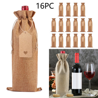 Baccarat čaše za vino 16PC Lanena torba za bocu vina Set rukava za bocu vina Lanena oznaka Vrećica za pakiranje crvenog vina