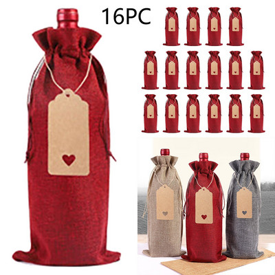 Baccarat čaše za vino 16PC Lanena torba za bocu vina Set rukava za bocu vina Lanena oznaka Vrećica za pakiranje crvenog vina