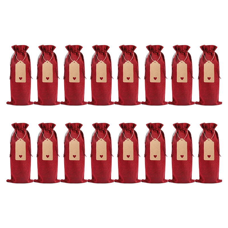 Baccarat čaše za vino 16PC Lanena torba za bocu vina Set rukava za bocu vina Lanena oznaka Vrećica za pakiranje crvenog vina