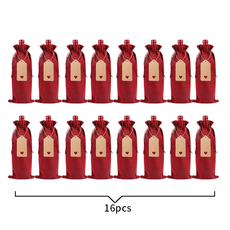 Baccarat čaše za vino 16PC Lanena torba za bocu vina Set rukava za bocu vina Lanena oznaka Vrećica za pakiranje crvenog vina