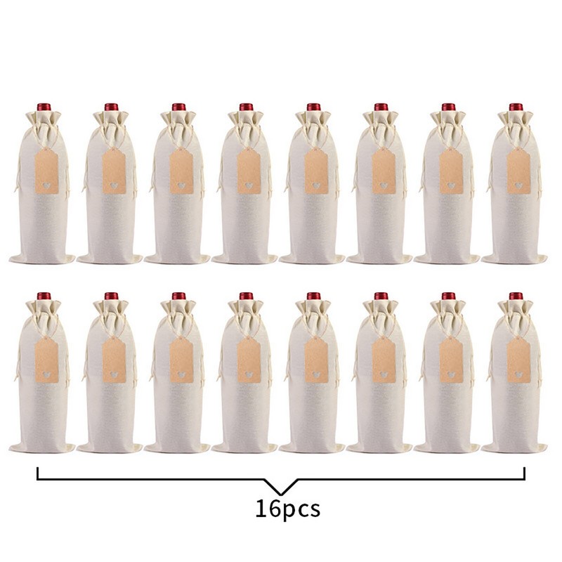 Poháre na víno, fľaša, 16 ks, sada ľanu, vrecúška na fľaše vína, obal na fľaše vína, ľanová visačka, červené víno, vianočné poháre na víno so stopkou.