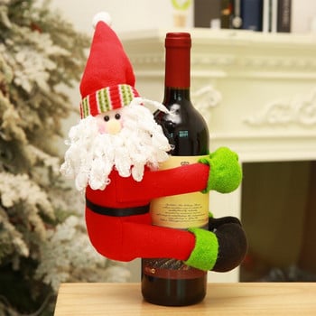 Ποτήρι κρασιού που ταιριάζει σε ένα ολόκληρο μπουκάλι Μπουκάλι κρασιού Θήκη για μπουκάλια Santa Σετ Χιονάνθρωπος Μεγάλη διακόσμηση σπιτιού Επαναφορτιζόμενο τιρμπουσόν