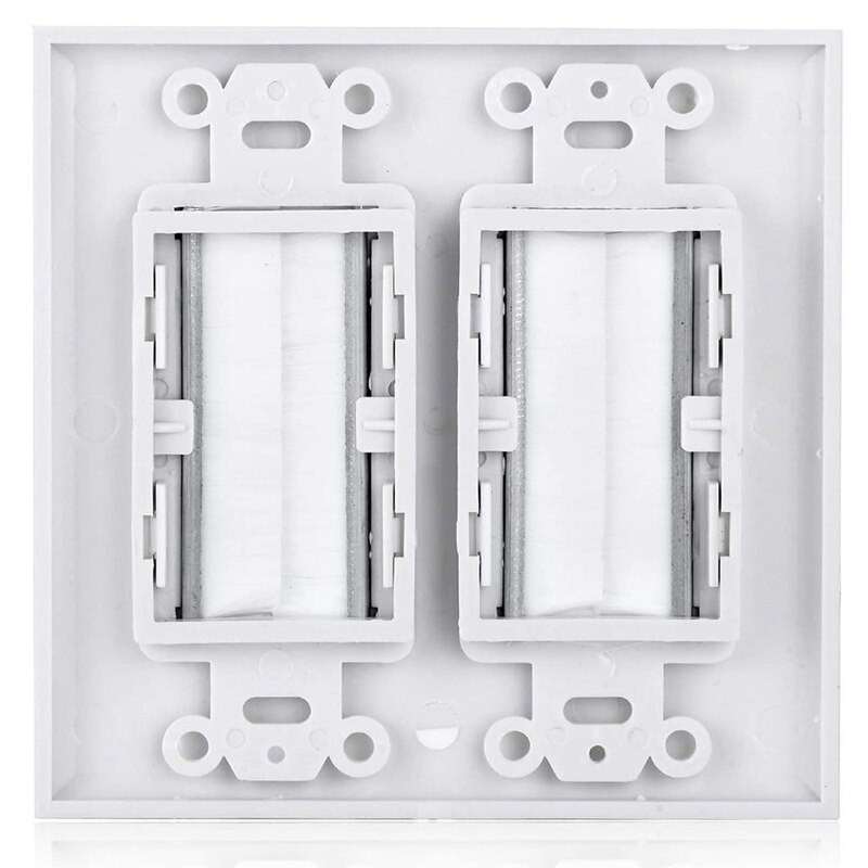 4 Pack Πλάκα διπλής βούρτσας Καλώδιο Πλάκα τοίχου Βούρτσα Πλάκα τοίχου Πέρασμα από Ένθετο για 2 Gang Cable Access Strap Πρίζα τοίχου