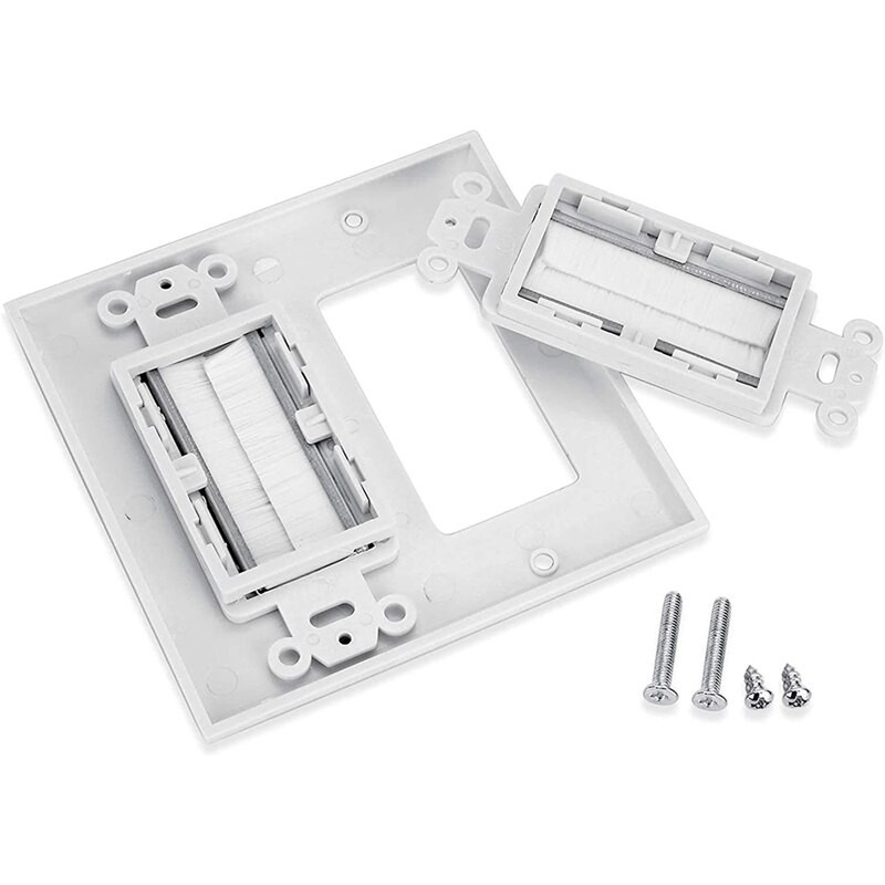 4 Pack Πλάκα διπλής βούρτσας Καλώδιο Πλάκα τοίχου Βούρτσα Πλάκα τοίχου Πέρασμα από Ένθετο για 2 Gang Cable Access Strap Πρίζα τοίχου