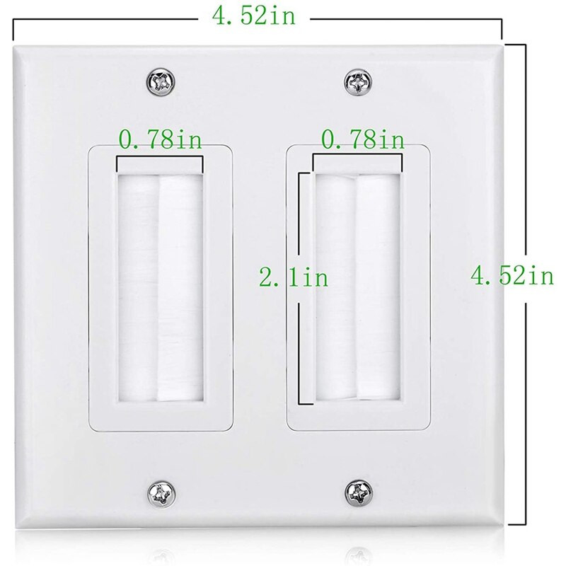 4 Pack Πλάκα διπλής βούρτσας Καλώδιο Πλάκα τοίχου Βούρτσα Πλάκα τοίχου Πέρασμα από Ένθετο για 2 Gang Cable Access Strap Πρίζα τοίχου