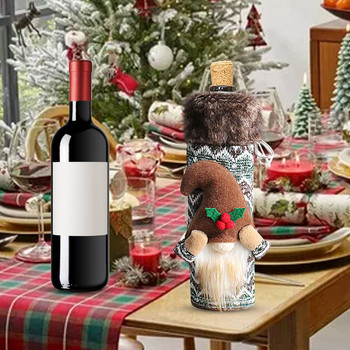 Χριστουγεννιάτικο καπάκι μπουκαλιού κρασιού Κούκλα χωρίς πρόσωπο Κόκκινη τσάντα συσκευασίας κρασιού μακριά μαλλιά Χριστουγεννιάτικο καπάκι κρασιού Διακοσμήσεις τραπεζιού BT