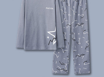 Ανδρικές πιτζάμες με φιγούρες και επιγραφή