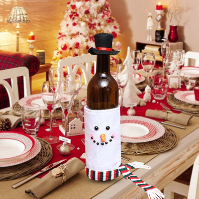 Set de sticle de vin de Crăciun Haine pentru sticle de vin Necesități zilnice de Crăciun Geantă pentru sticle de vin de Crăciun Set de 12 pahare de vin