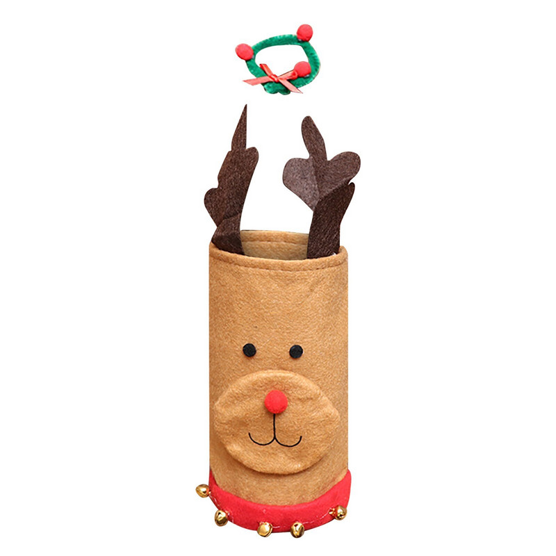 Set de sticle de vin de Crăciun Haine pentru sticle de vin Necesități zilnice de Crăciun Geantă pentru sticle de vin de Crăciun Set de 12 pahare de vin