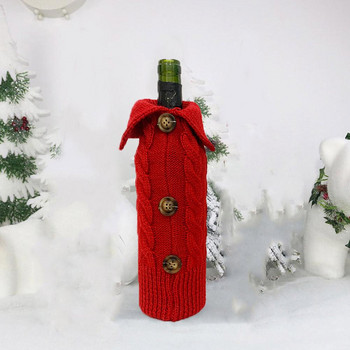 Коледна капачка за бутилка вино Плетена чанта за бутилка вино Пуловер за украса на коледна маса за вечеря за бутилки вино 2022 г.
