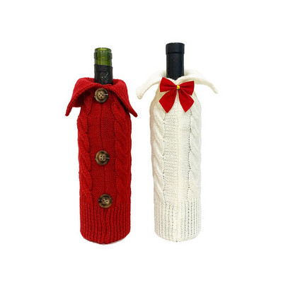 Χριστουγεννιάτικο Κάλυμμα Μπουκαλιού Κρασιού Πλεκτό Τσάντα Μπουκαλιού Κρασιού Χριστουγεννιάτικο Διακόσμηση Τραπεζιού Πουλόβερ για Μπουκάλια Κρασιού 2022