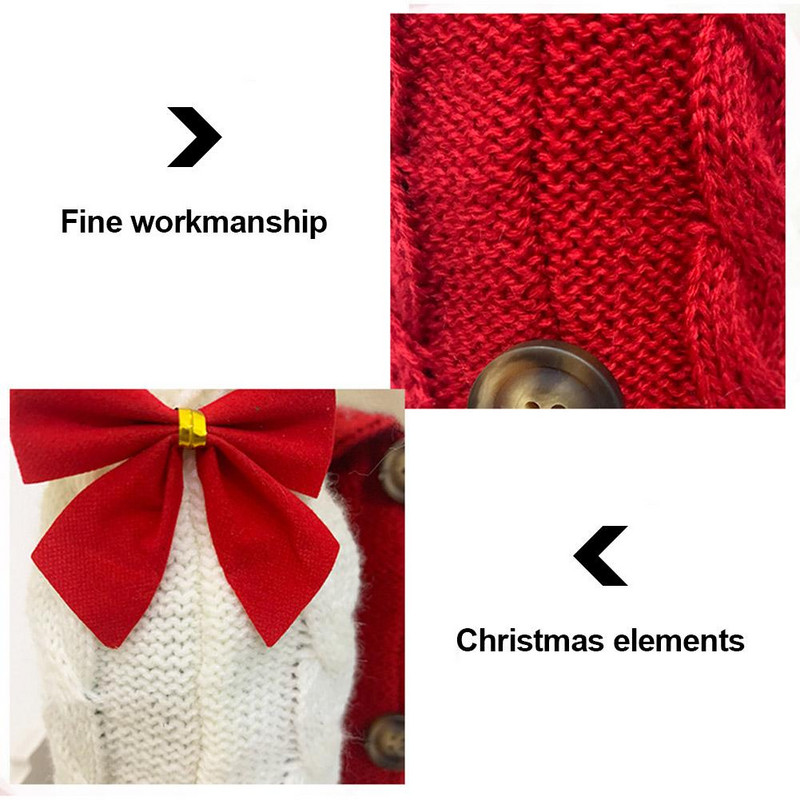 Kalėdų vyno butelio dangtelis Megztas vyno butelio maišelis Kalėdų vakarienės stalo dekoravimo megztinis vyno buteliams 2022 m.