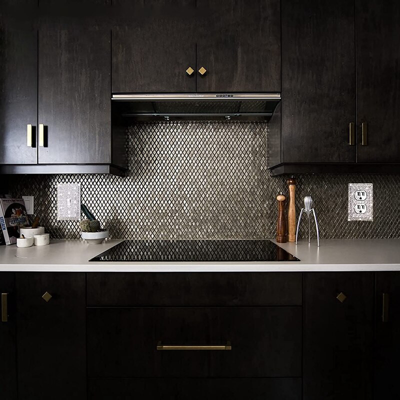 Balenie 4 strieborných lesklých krytov vypínačov s kamienkami, krištáľovo zdobených diamantmi, odolných krytov vypínačov