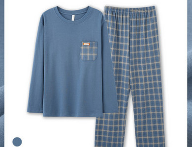 Pijamale bărbați în carouri cu buzunar