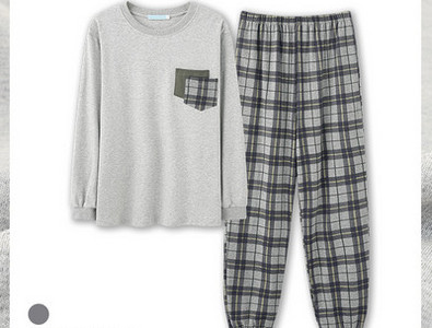 Pijamale bărbați în carouri cu buzunar