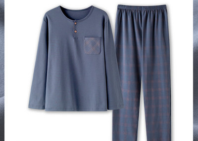 Pijamale bărbați în carouri cu buzunar