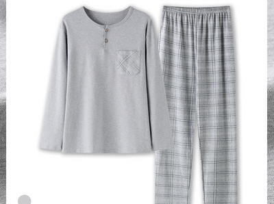 Pijamale bărbați în carouri cu buzunar