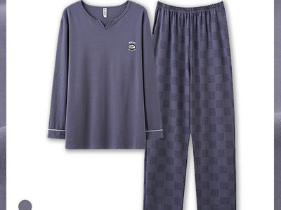 Pijamale bărbați în carouri cu buzunar