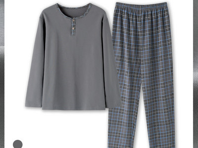 Pijamale bărbați în carouri cu buzunar