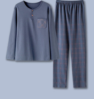 Pijamale bărbați în carouri cu buzunar