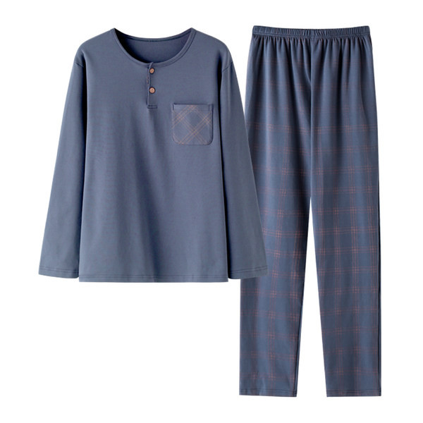 Pijamale bărbați în carouri cu buzunar