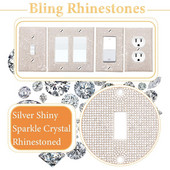 Blingový kryt vypínača a zásuviek, lesklé kamienky, trblietavý lesklý kryt, blyštivý nástenný kryt, strieborný kryt vypínača zásuvky F1W8