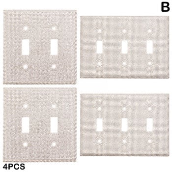 Bling Капак за превключвател за осветление и гнезда Блестящи кристали Блестящ лъскав капак за капак Bling стенна плоча Сребърен изходен ключ Cove F1W8