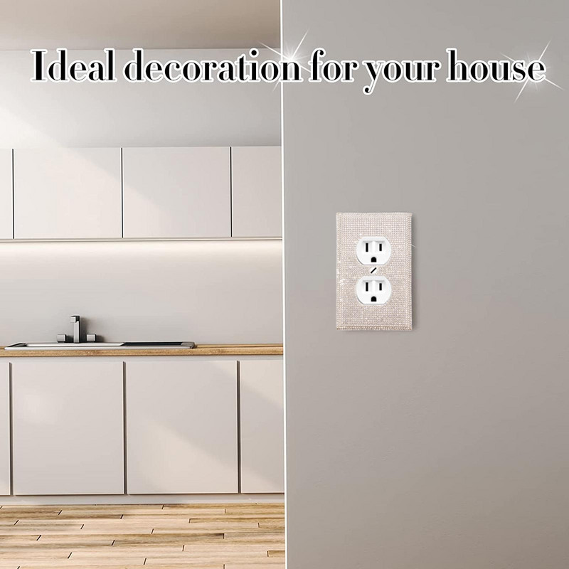 Blingový kryt vypínača a zásuviek, lesklé kamienky, trblietavý lesklý kryt, blyštivý nástenný kryt, strieborný kryt vypínača zásuvky F1W8