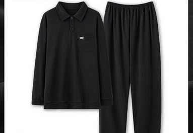 Pijamale bărbați din două piese cu buzunar și guler clasic