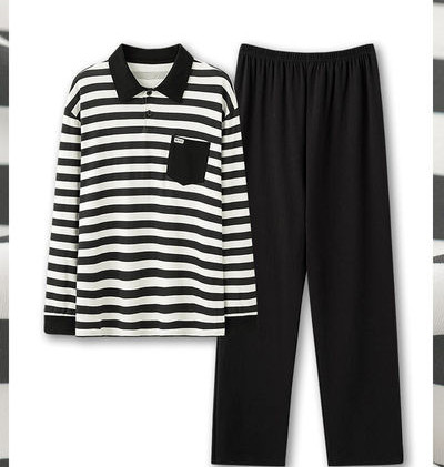 Pijamale bărbați din două piese cu buzunar și guler clasic