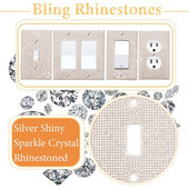 4/6 ks kamienkové blikajúce kryty vypínačov, lesklé kamienky, kryty zásuviek, nástenné dosky, lesklé kryty vypínačov, bytová dekorácia