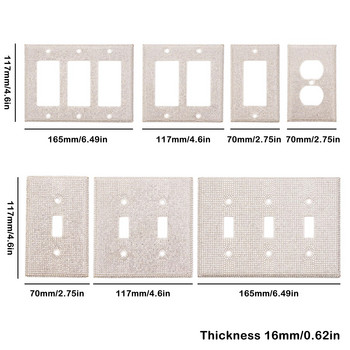 4/6 τεμ. Rhinestone Bling Light Switch Cover Shiny Rhinestones Καλύμματα εξόδου Πιάτα τοίχου Γυαλιστερά καλύμματα διακόπτη Διακόσμηση σπιτιού