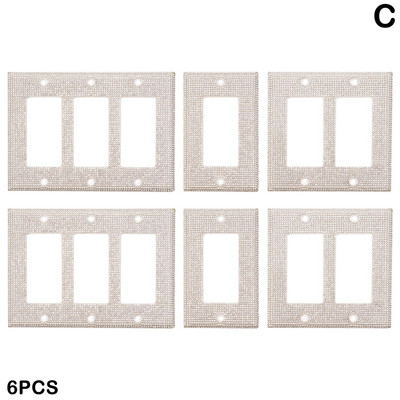 4/6 ks kamienkové blikajúce kryty vypínačov, lesklé kamienky, kryty zásuviek, nástenné dosky, lesklé kryty vypínačov, bytová dekorácia