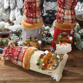 Коледна украса за дома Дядо Коледа Капак за бутилка вино Снежен човек Чорап Поставки за подаръци Xmas Navidad Decor Честита Нова Година