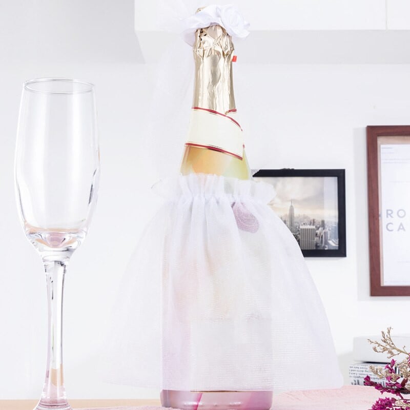 1 sada/2 sady svadobné nevesta ženích šaty poháre na víno zábaly šampanské poháre fľaše kryt svadobné párty udalosti DIY dekorácie ozdoby